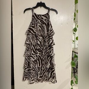 SL Fashions Brown and White Animal Print Dress/Size 12